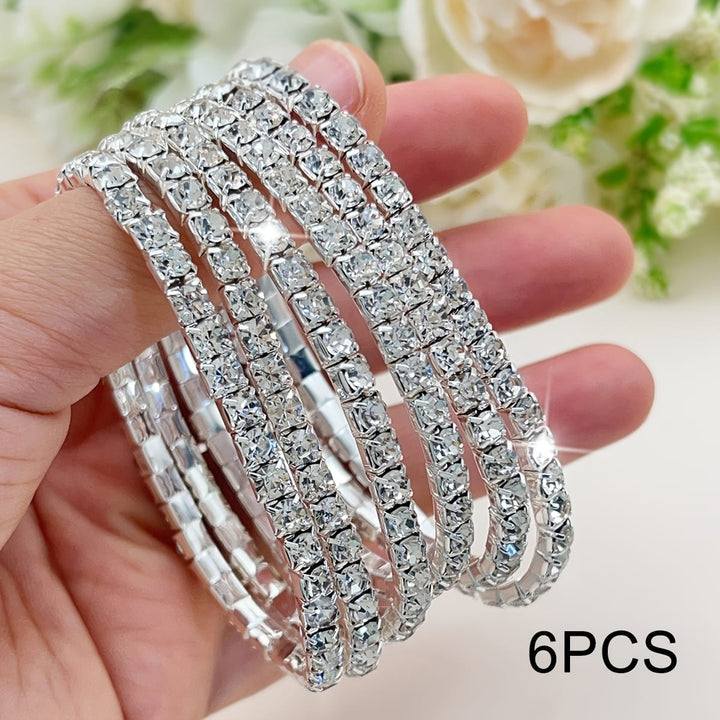 Dazzling Rhinestone Stretch Bangles Sparkle  Shine Set