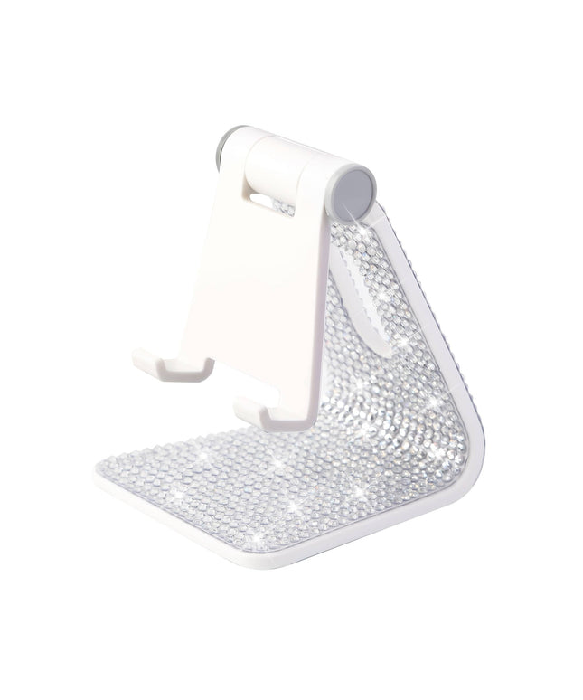 jkthpu-45 Sparkling White Diamonds on Crisp White Dazzling Diamond Stand Adjustable TabletPhone Holder Portable Office