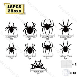 KissICON Spider-18PCS-2Boxs Halloween Bat/Spider Decor Night Light 3D Purple/Green Lights Wall Sticker for Self-adhesive Decor Halloween Party Decoration