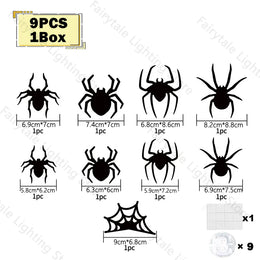 KissICON Spider-9PCS-1Box Halloween Bat/Spider Decor Night Light 3D Purple/Green Lights Wall Sticker for Self-adhesive Decor Halloween Party Decoration