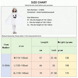 KissICON Spooky Hooded White Ghost Halloween Costume Cape for Kids
