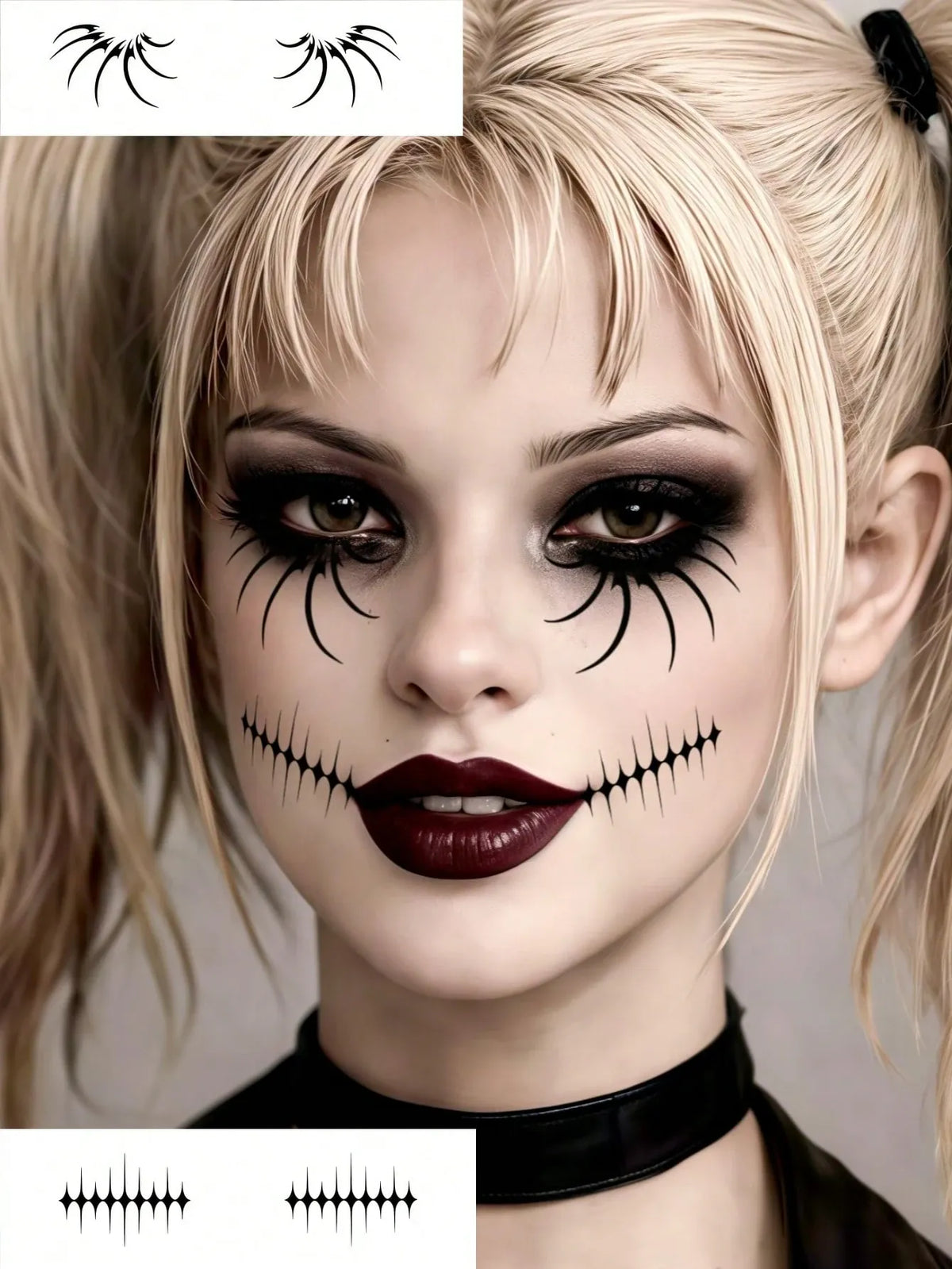 KissICON Spooky Spider Web Temporary Face Tattoos for Halloween