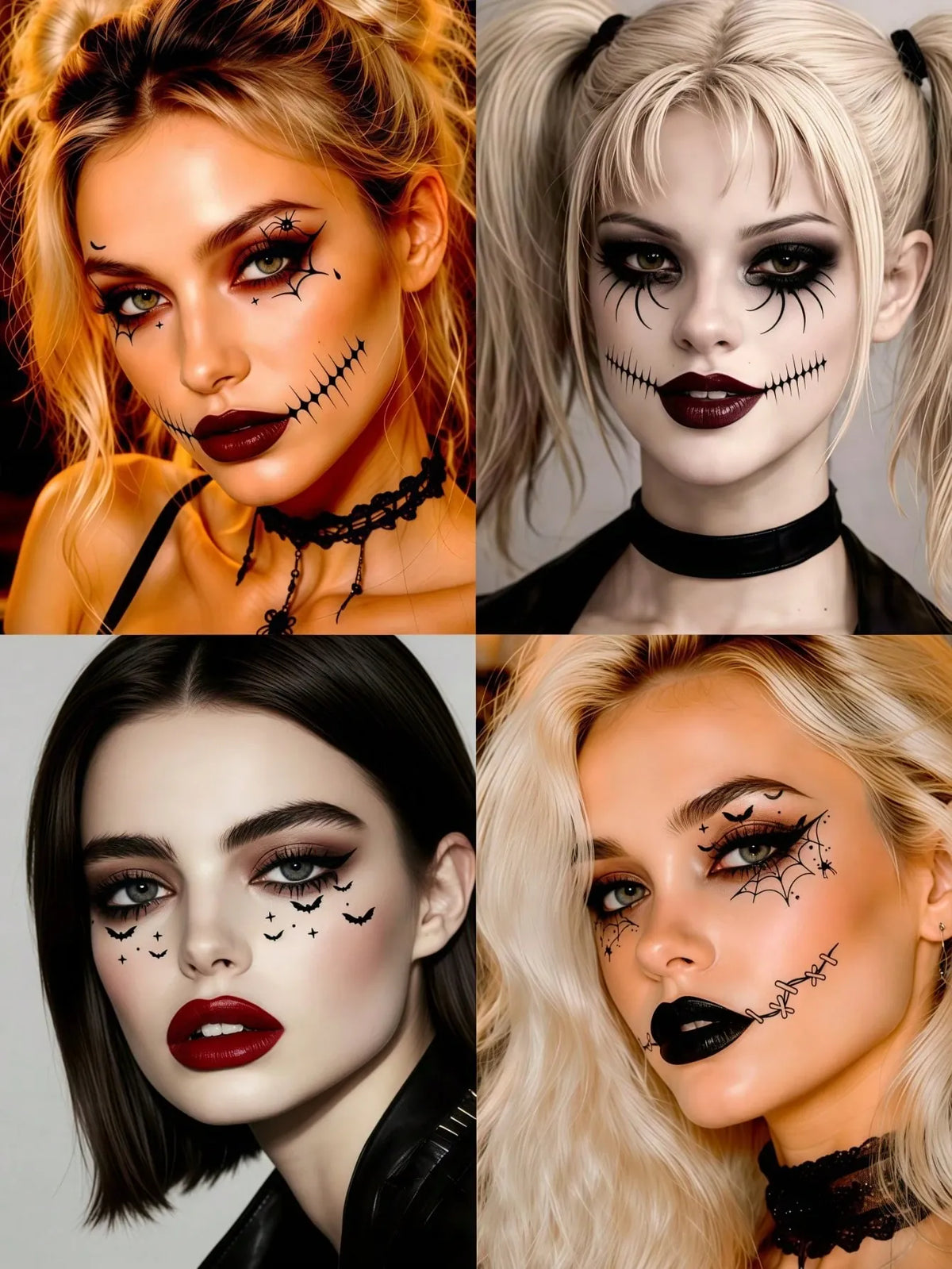 KissICON Spooky Spider Web Temporary Face Tattoos for Halloween