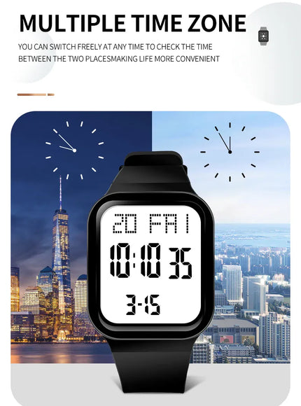 KissICON Sport Digital Watch For Men Women Waterproof Alarm