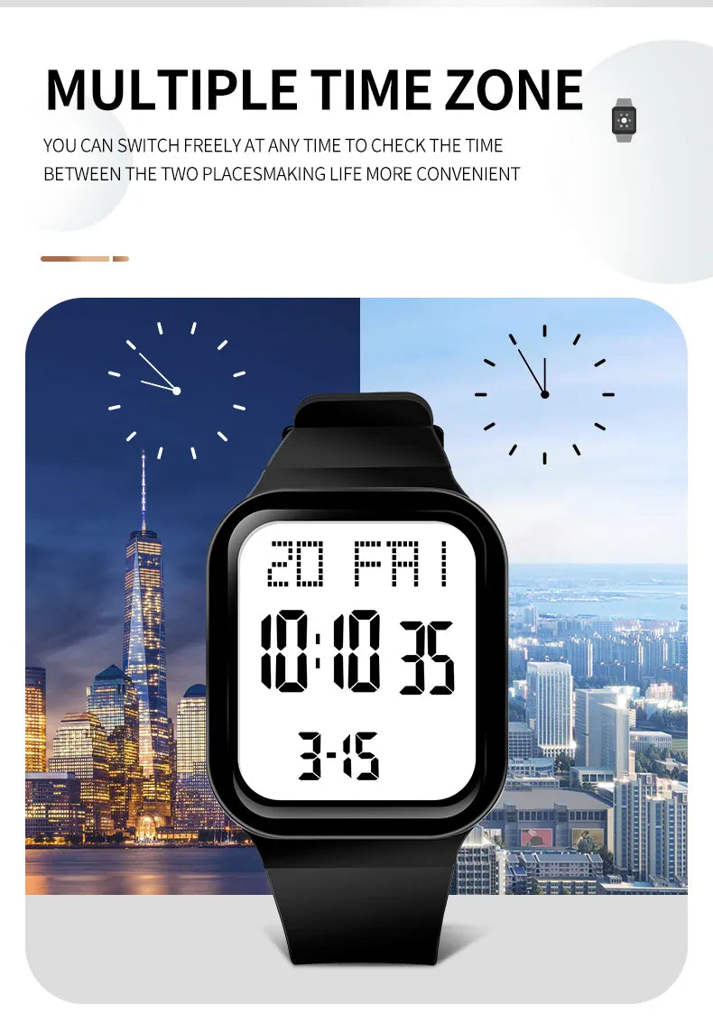 KissICON Sport Digital Watch For Men Women Waterproof Alarm