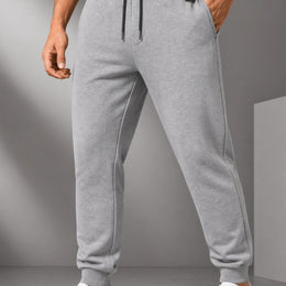 KissICON Sports Gray / XL 1-Pc Men’s Fleece Jogger Tracksuit Bottoms Elastic Waist Sweatpants Soft Warm Casual Sports Trousers for Gym Running Walking Travel