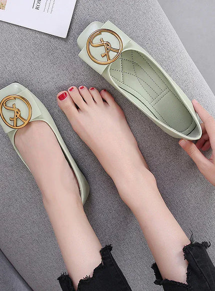 KissICON Spring Shallow Square Toe Flats Casual Shoes Women