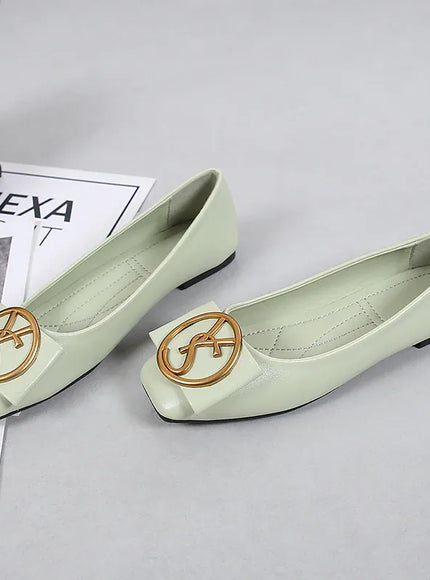KissICON Spring Shallow Square Toe Flats Casual Shoes Women