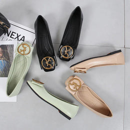KissICON Spring Shallow Square Toe Flats Casual Shoes Women