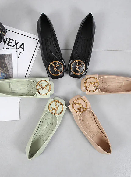 KissICON Spring Shallow Square Toe Flats Casual Shoes Women