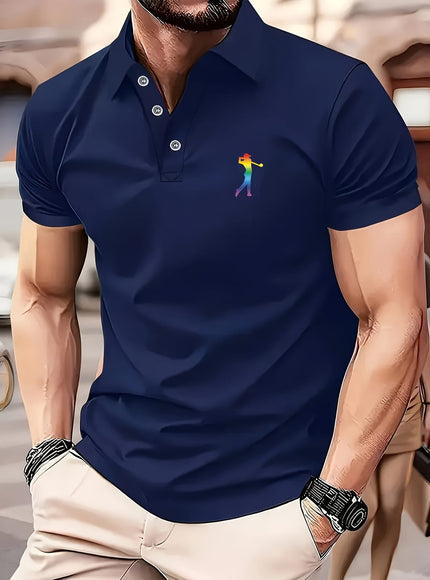 KissICON SpringSummer Mens Printed ShortSleeve Golf Shirt