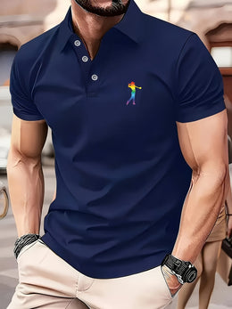 KissICON SpringSummer Mens Printed ShortSleeve Golf Shirt