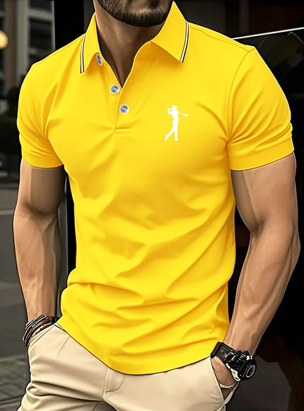 KissICON SpringSummer Mens Printed ShortSleeve Golf Shirt