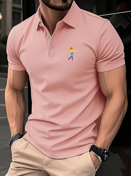 KissICON SpringSummer Mens Printed ShortSleeve Golf Shirt