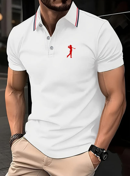 KissICON SpringSummer Mens Printed ShortSleeve Golf Shirt