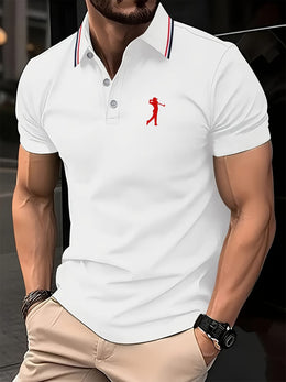 KissICON SpringSummer Mens Printed ShortSleeve Golf Shirt