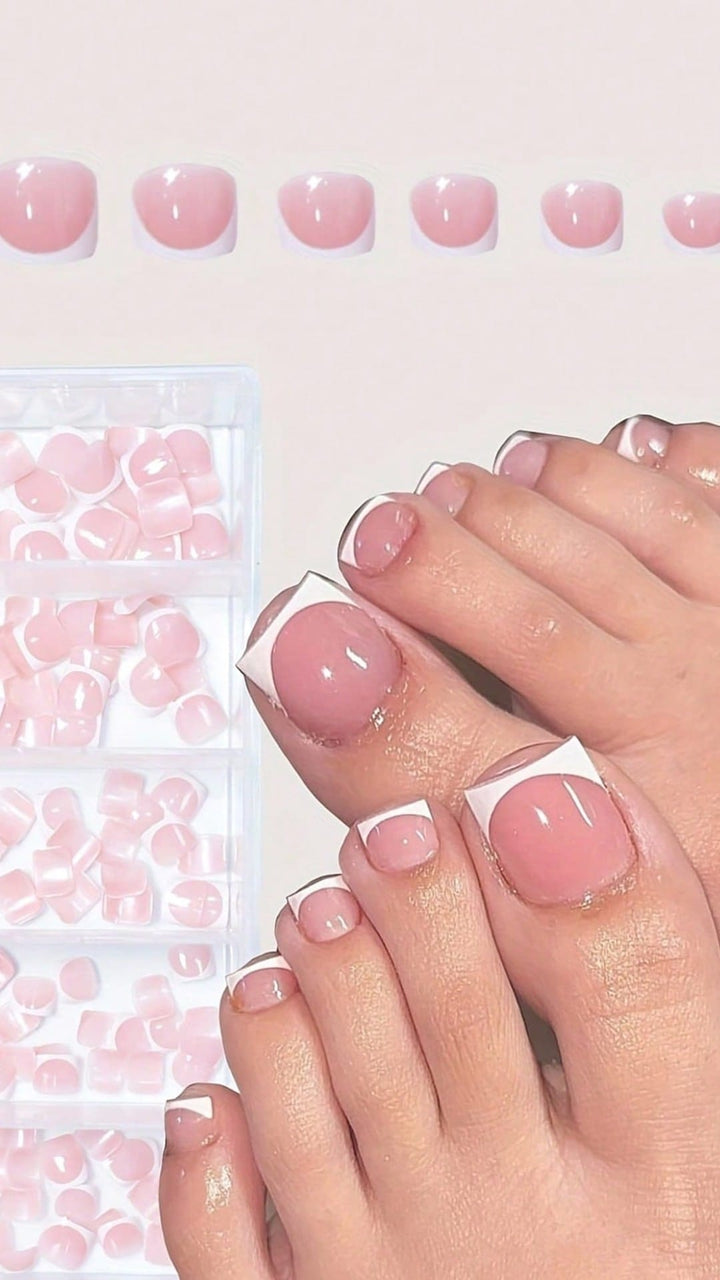 120pcs White French Press-On Hand & Foot Nail Set