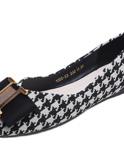KissICON Square Toe Flat Shoes for Women's Spring Metal