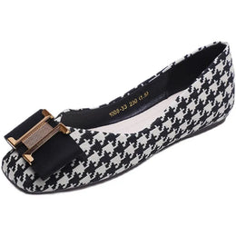 KissICON Square Toe Flat Shoes for Women's Spring Metal