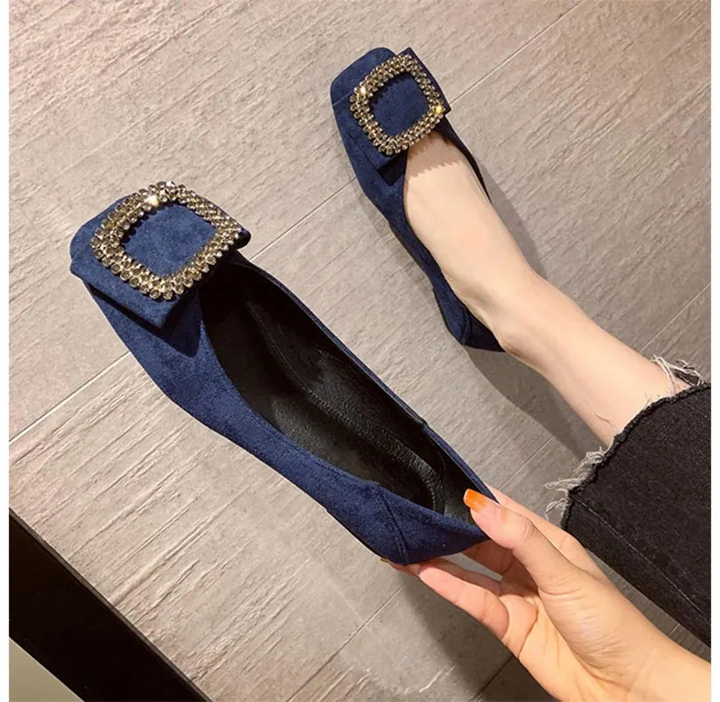 KissICON Square toe flat shoes for women spring summer