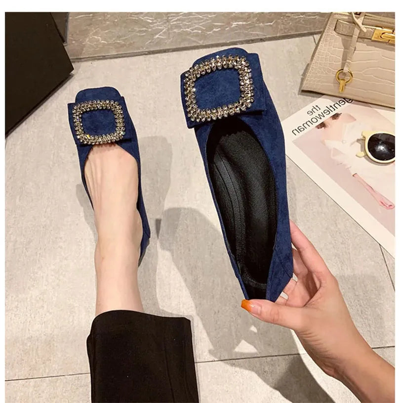 KissICON Square toe flat shoes for women spring summer