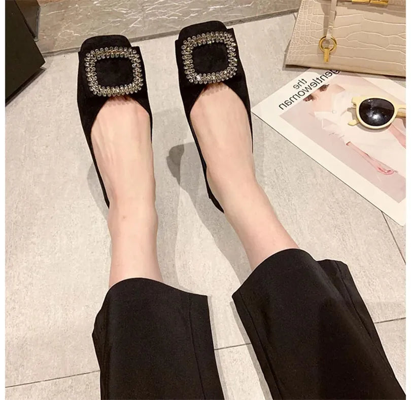 KissICON Square toe flat shoes for women spring summer