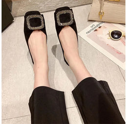 KissICON Square toe flat shoes for women spring summer