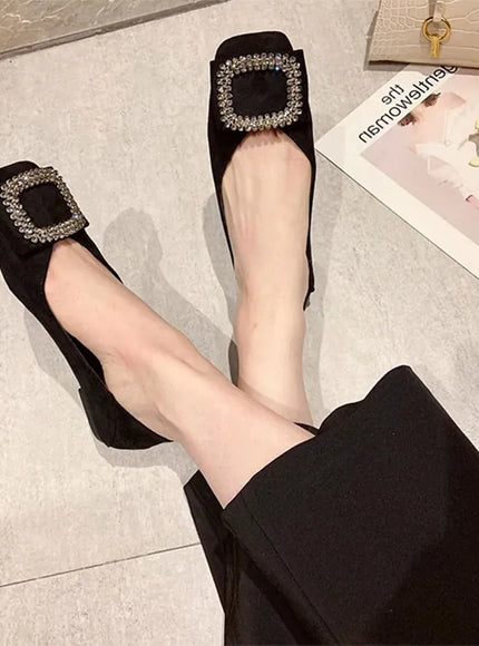 KissICON Square toe flat shoes for women spring summer