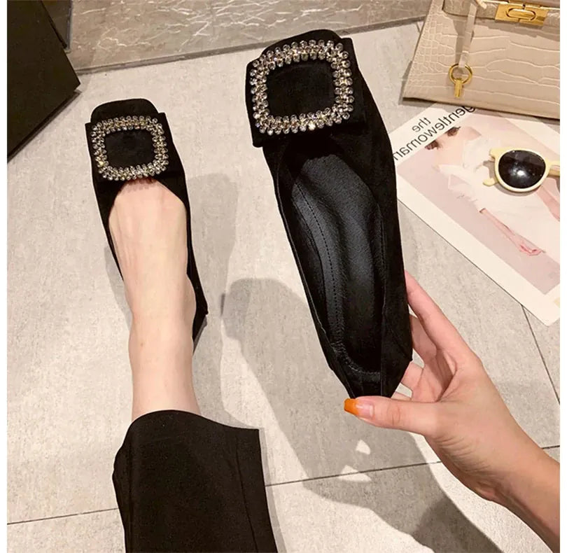 KissICON Square toe flat shoes for women spring summer