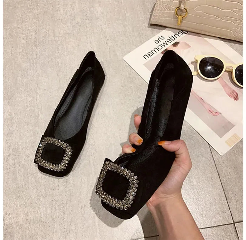 KissICON Square toe flat shoes for women spring summer