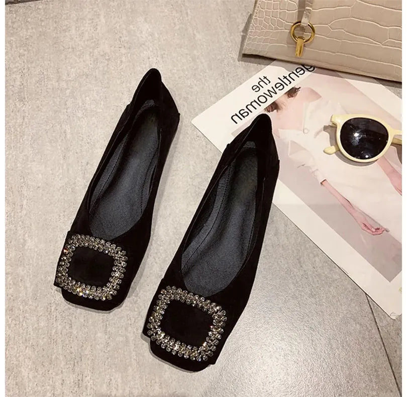 KissICON Square toe flat shoes for women spring summer