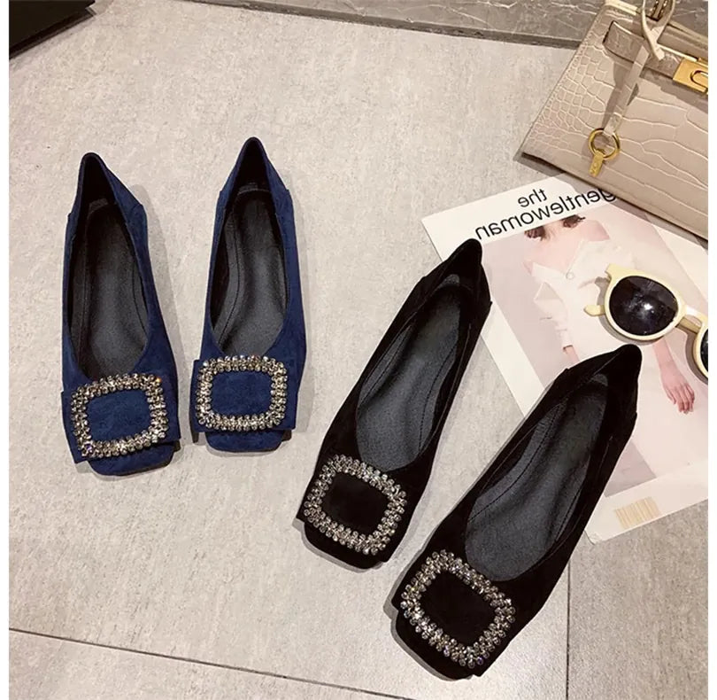 KissICON Square toe flat shoes for women spring summer