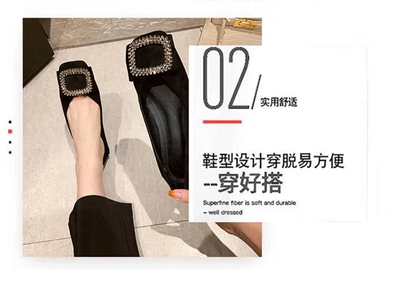 KissICON Square toe flat shoes for women spring summer