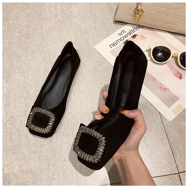 Square toe flat shoes for women spring summer