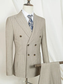 KissICON ST Cassy Mens Stripe Double Breasted 2Piece Suit