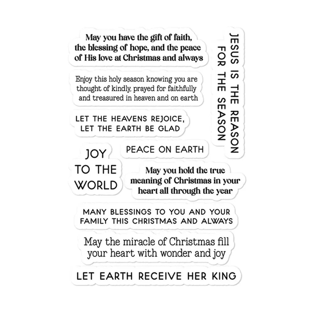 KissICON stamps 2024 New Christmas Religious Sentiments Words Clear Stamps Scrapbooking Paper Making NO Cutting Dies Frames Card Craft