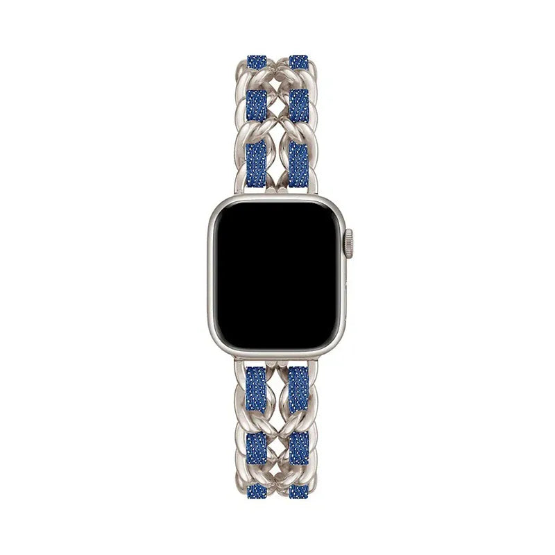 KissICON Starlight-Denim / Series10-11 42mm Women Metal Strap for Apple Watch Band 10 9 8 Ultra 46mm 42mm 49mm 7 SE 6 5 41mm 45mm 44/40mm Lady Gold Steel Bracelet Wristband