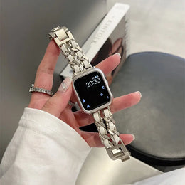 KissICON Starlight-White / Series10-11 42mm Women Metal Strap for Apple Watch Band 10 9 8 Ultra 46mm 42mm 49mm 7 SE 6 5 41mm 45mm 44/40mm Lady Gold Steel Bracelet Wristband