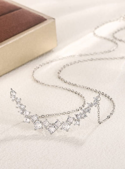 KissICON 💋 Sterling Silver 1 Carat Zircon Pendant Necklace - Sparkle