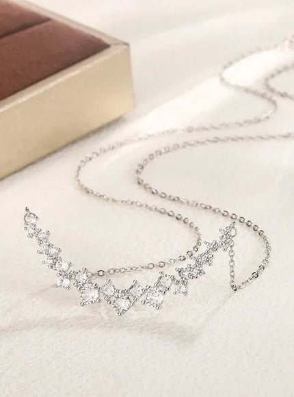 KissICON 💋 Sterling Silver 1 Carat Zircon Pendant Necklace - Sparkle
