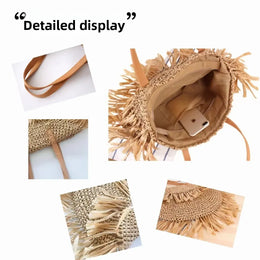 KissICON Straw Personality Woven Shoulder Vacation Beach Bag