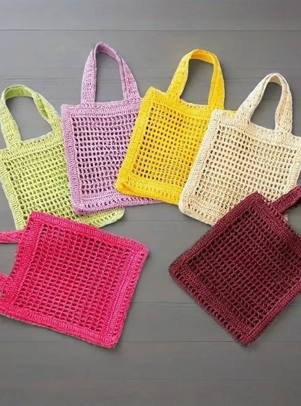 KissICON Straw Woven Hollow Shoulder Three-dimensional Letter Tote