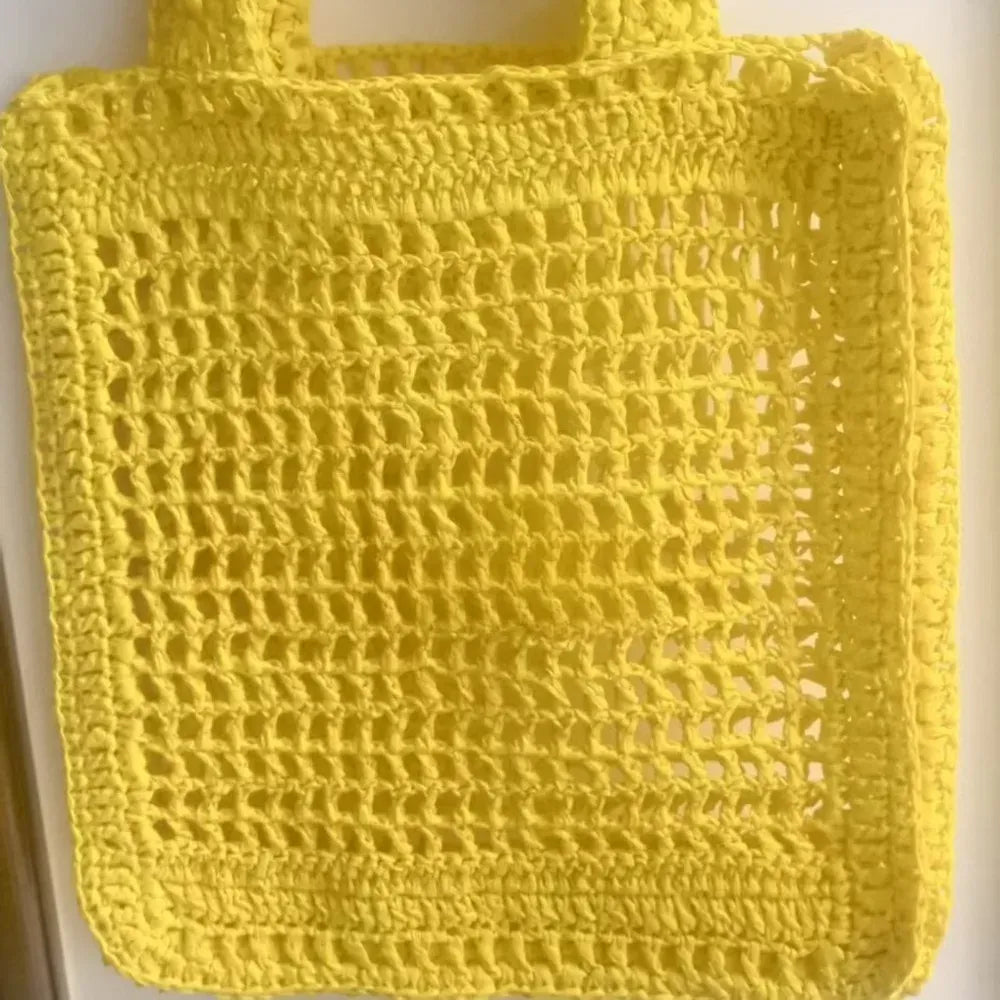 KissICON Straw Woven Hollow Shoulder Three-dimensional Letter Tote