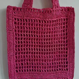 KissICON Straw Woven Hollow Shoulder Three-dimensional Letter Tote