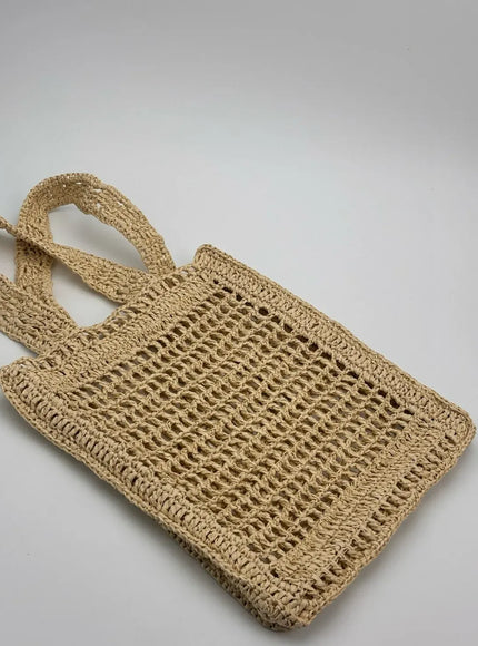 KissICON Straw Woven Hollow Shoulder Three-dimensional Letter Tote