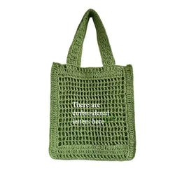 KissICON Straw Woven Hollow Shoulder Three-dimensional Letter Tote