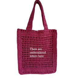 KissICON Straw Woven Hollow Shoulder Three-dimensional Letter Tote