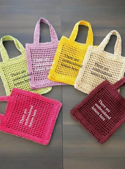 KissICON Straw Woven Hollow Shoulder Three-dimensional Letter Tote