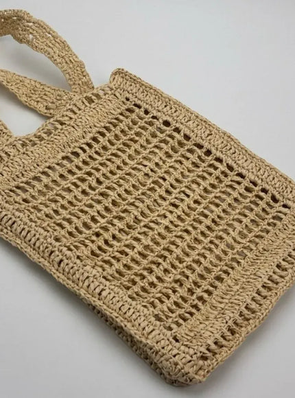 KissICON Straw Woven Hollow Shoulder Three-dimensional Letter Tote