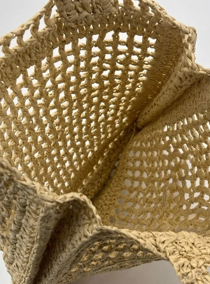 KissICON Straw Woven Hollow Shoulder Three-dimensional Letter Tote